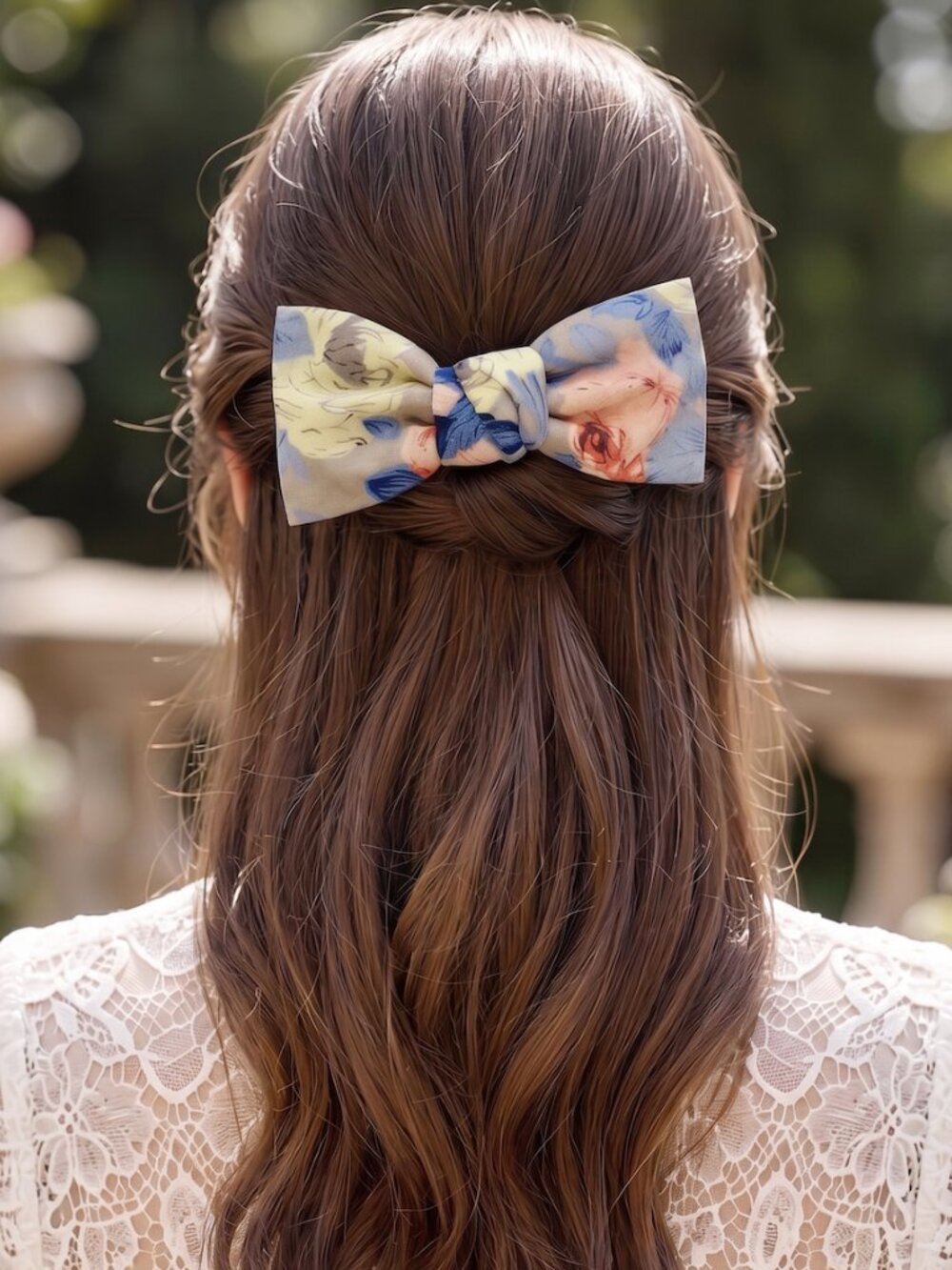 Paris Floral Fabric Bow Barrette French Spring Hair Clip